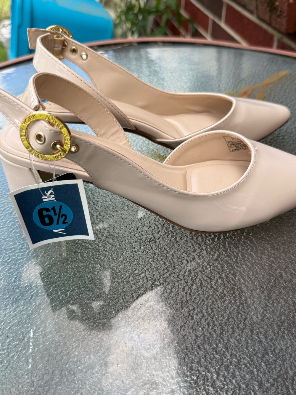 Jones New York Patent Slingback Pumps in Light Nude